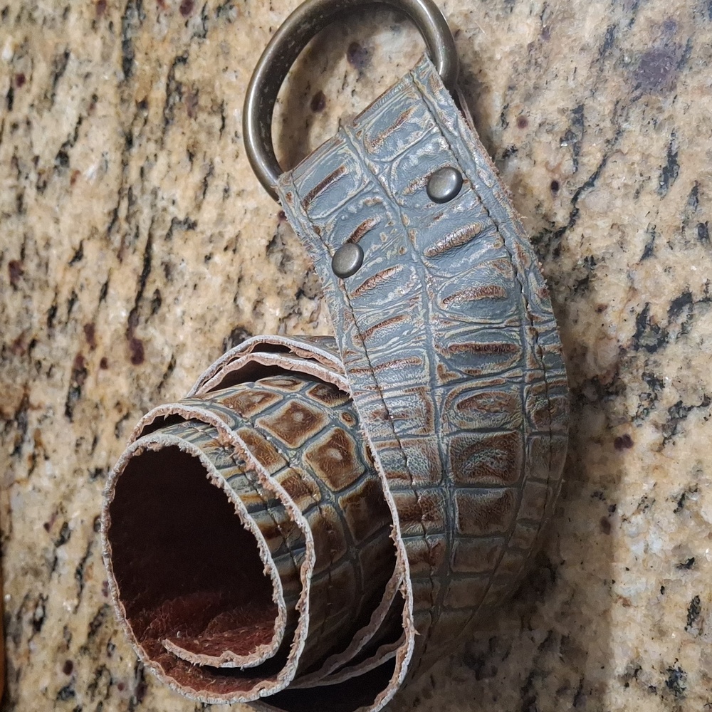 Izzimo Crocodile Pattern Belt - Brown and Gray
